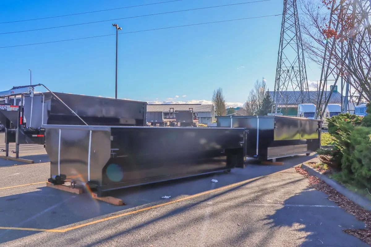 Roll-off dumpster ready for waste disposal at job site for 4 Yard Dumpster Rental in Kent